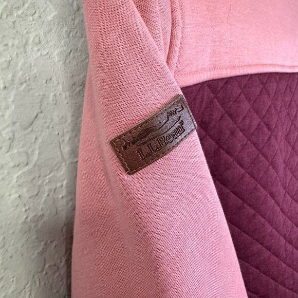 L.L. BEAN Pullover Quilted & Fleece Quarter Snap Colorblock Mock Neck Merlot - Picture 10 of 15